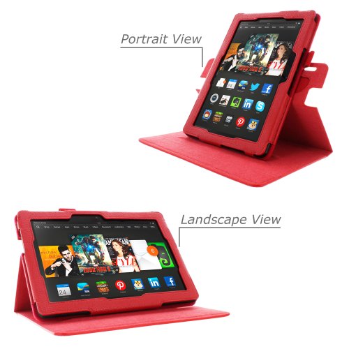 rooCASE Amazon Kindle Fire HDX 8.9 Case - (2014 Current Generation) Dual View Multi Angle Tablet 8.9-Inch 8.9" Stand Cover - RED rooCASE Amazon Kindle Fire HDX 8.9 Case - (2014 Current Generation) Dual View Multi Angle Tablet 8.9-Inch 8.9" Stand Cover - RED