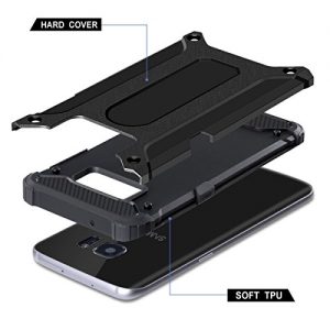 Galaxy S7 Edge Case, Coolden® Hybrid Rugged Dual Layer Armor Case Galaxy S7 Edge Protective Case Shock Absorption Bumper Hard Case Cover for Samsung Galaxy S7 Edge - Heavy Duty Protection Case (Black)