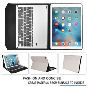 IVSO Apple iPad Pro 12.9-Inch Aluminum Bluetooth Keyboard Portfolio Case - ALUMINUM Bluetooth Keyboard Stand Case / Cover for Apple iPad Pro 12.9-Inch Tablet(White)