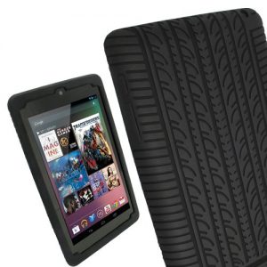 iGadgitz Black Silicone Skin Case Cover with Tyre Tread Design for Google Nexus 7 2012 1st Generation Android 4.1 Tablet 8GB 16GB + Screen Protector (NOT suitable for the 2nd Generation August 2013)