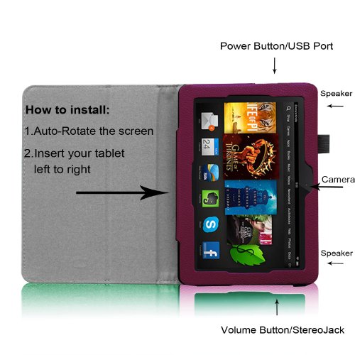 Fintie Amazon Kindle Fire HDX 7 Folio Case - Slim Fit Folio Premium Vegan Leather Stand Cover with Auto Sleep/Wake for Kindle Fire HDX 7" (3rd generation - 2013 release), Purple Fintie Amazon Kindle Fire HDX 7 Folio Case - Slim Fit Folio Premium Vegan Leather Stand Cover with Auto Sleep/Wake for Kindle Fire HDX 7" (3rd generation - 2013 release), Purple
