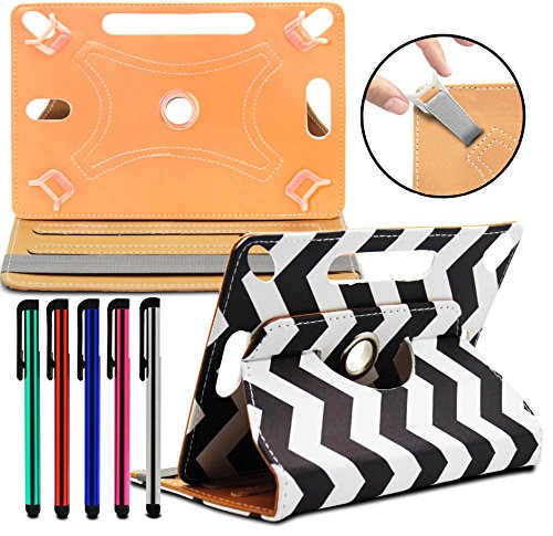 LOLO® Tablet Case ASUS ZenPad Z170C 7 Inch 360 Degree Rotating Universal PU Leather Case Cover Stand Pocket Pouch With TAN - Designer Black Chevron Zig Zag Pattern LOLO® Tablet Case ASUS ZenPad Z170C 7 Inch 360 Degree Rotating Universal PU Leather Case Cover Stand Pocket Pouch With TAN - Designer Black Chevron Zig Zag Pattern