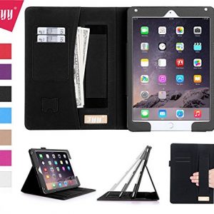 iPad Air 2 Case, iPad Air 2 Cover, Fyy® [Luxurious Protection] Premium PU Leather Case Smart Auto Wake/Sleep Cover with Velcro Hand Strap, Card Slots, Pocket for iPad Air 2 Black