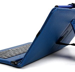 DURAGADGET Deluxe Blue Keyboard Folio Case for the NEW Linx 7-inch Tablet - Eco-Friendly Faux Leather with Built-In Stand and BONUS Stylus