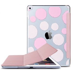 iPad Air 2 Case, ULAK Ultra Slim Folio Stand [Polka Dotted] Clear PC Back PU Leather Case Cover With Magnetic Auto Wake & Sleep Function for iPad Air 2 / iPad 6th Generation (Rose Gold)