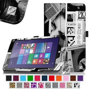Linx 8 inch / Linx 810 8-Inch Tablet Case - Fintie Premium Vegan Leather Folio Stand Cover with Stylus Loop for Linx 8-inch Windows 8 / Linx 810 8-Inch Windows 10 Tablet, Newspaper