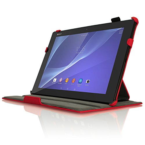 iGadgitz Premium Executive Red PU Leather Case Cover for Sony Xperia Z4 Tablet SGP712 SGP771 with Multi-Angle Viewing stand + Auto Sleep Wake + Hand Strap + Screen Protector iGadgitz Premium Executive Red PU Leather Case Cover for Sony Xperia Z4 Tablet SGP712 SGP771 with Multi-Angle Viewing stand + Auto Sleep Wake + Hand Strap + Screen Protector