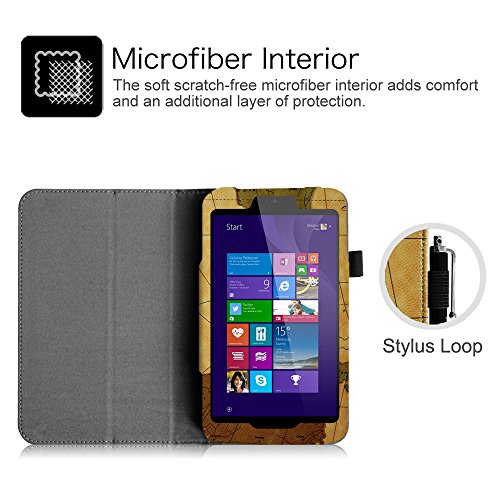 Linx 7 inch Tablet Case - Fintie Premium Vegan Leather Folio Stand Cover with Stylus Loop for Linx 7-inch Windows 8 Tablet, Vintage Map Linx 7 inch Tablet Case - Fintie Premium Vegan Leather Folio Stand Cover with Stylus Loop for Linx 7-inch Windows 8 Tablet, Vintage Map
