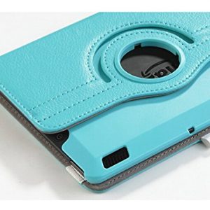 Kindle Fire HDX 7 Case, Revesun 360 Rotating PU Leather Case Cover for Amazon Kindle Fire HDX 7.0 Inch 2013 Gen with Smart Cover Auto Wake/Sleep Feature and Stylus £¨Aqua Blue£©