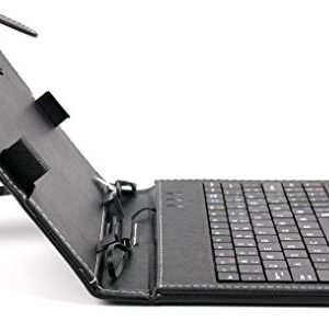 DURAGADGET Black Faux Leather Protective Micro USB QWERTY Keyboard Case with Built In Kick-Stand - Compatible with the Lenovo TAB 2 A8 / Lenovo IdeaPad MIIX 300 8" Tablet