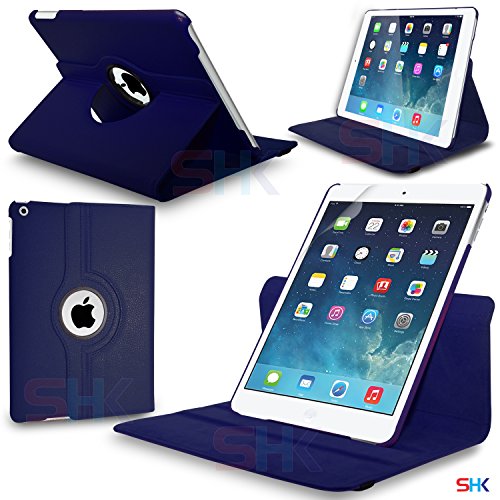Apple iPad Air 360 Degree Rotating Blue Smart Premium Leather Flip Wallet Stand Case Cover With Auto Sleep Wake Compatibility Screen Protector & Polishing Cloth BY SHUKAN®, (PLAIN BLUE) Apple iPad Air 360 Degree Rotating Blue Smart Premium Leather Flip Wallet Stand Case Cover With Auto Sleep Wake Compatibility Screen Protector & Polishing Cloth BY SHUKAN®, (PLAIN BLUE)