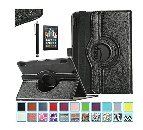 Kindle Fire HDX 7 Case, Revesun(TM) 360 Rotating PU Leather Case Cover for Amazon Kindle Fire HDX 7.0 Inch 2013 Gen with Smart Cover Auto Wake/Sleep Feature and Stylus (Black) Kindle Fire HDX 7 Case, Revesun(TM) 360 Rotating PU Leather Case Cover for Amazon Kindle Fire HDX 7.0 Inch 2013 Gen with Smart Cover Auto Wake/Sleep Feature and Stylus (Black)