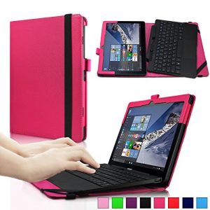 Infiland Lenovo Miix 300 10-Inch Tablet Case Cover- Folio PU Leather Slim Stand Case Cover for Lenovo Miix 300 10-Inch Tablet(Intel Atom Z3735F, 2 GB RAM, 32 GB eMMC, Integrated Graphics, Windows 10)(with Auto Sleep / Wake Feature)(Tablet and Keyboard are NOT included)(Korallenrot)