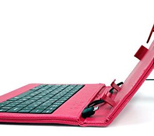 DURAGADGET Deluxe QWERTY Keyboard Folio Case in Pink for the New Lenovo TAB 2 A8 / Lenovo IdeaPad MIIX 300 Tablet - with Micro USB Connection, Built-In Stand & BONUS Stylus Pen