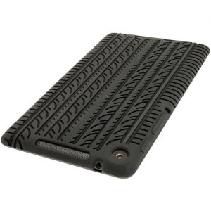 iGadgitz Black Silicone Skin Case Cover with Tyre Tread Design for Asus Google Nexus 7 FHD Android Tablet 16GB 32GB 2nd Generation 2013 + Screen Protector (Not suitable for the 1st Gen July 2012)