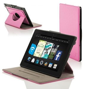 Forefront Cases® New Leather Rotating Case Cover for Amazon Fire HD 6 Tablet (October 2014) - Full device protection and Smart Auto Sleep Wake function with 3 YEAR FOREFRONT CASES WARRANTY