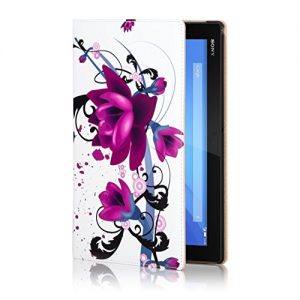 32nd® Designer Book Style Faux Leather Folio Case Cover for Sony Xperia Z4 Tablet (SGP771) - Purple Rose Design