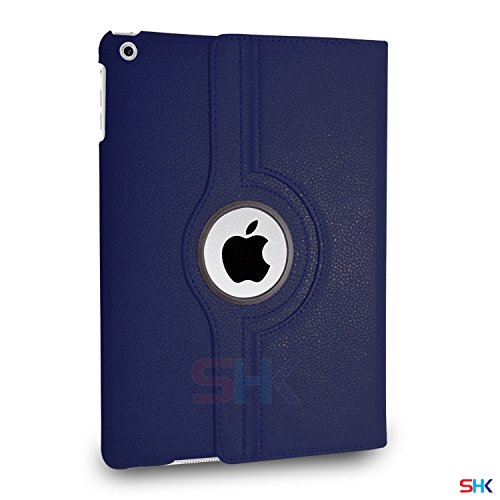 Apple iPad Air 360 Degree Rotating Blue Smart Premium Leather Flip Wallet Stand Case Cover With Auto Sleep Wake Compatibility Screen Protector & Polishing Cloth BY SHUKAN®, (PLAIN BLUE) Apple iPad Air 360 Degree Rotating Blue Smart Premium Leather Flip Wallet Stand Case Cover With Auto Sleep Wake Compatibility Screen Protector & Polishing Cloth BY SHUKAN®, (PLAIN BLUE)