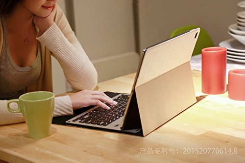 IVSO Apple iPad Pro 12.9-Inch Aluminum Bluetooth Keyboard Portfolio Case - ALUMINUM Bluetooth Keyboard Stand Case / Cover for Apple iPad Pro 12.9-Inch Tablet(Gold) IVSO Apple iPad Pro 12.9-Inch Aluminum Bluetooth Keyboard Portfolio Case - ALUMINUM Bluetooth Keyboard Stand Case / Cover for Apple iPad Pro 12.9-Inch Tablet(Gold)