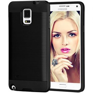 Galaxy Note 4 Case, Coolden® [Drop Protection] Galaxy Note 4 Protective Case Shock Absorption Bumper All Around Protection Tough Armor Cover Premium Hard Case Cover for Samsung Galaxy Note 4 (Black)