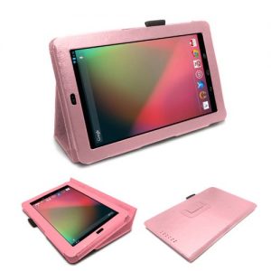 MOFRED® Baby Pink Luxury Multi Function Standby Case with Built-in Magnet for Sleep / Wake feature for the Google Nexus 7 Tablet (8GB,16GB,32GB or 32GB 3G HSPA+)- Second Updated Version w/Sleep Sensor + Screen Protector + Stylus Pen (Available in Mutiple Colors)