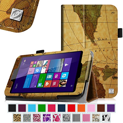 Linx 7 inch Tablet Case - Fintie Premium Vegan Leather Folio Stand Cover with Stylus Loop for Linx 7-inch Windows 8 Tablet, Vintage Map Linx 7 inch Tablet Case - Fintie Premium Vegan Leather Folio Stand Cover with Stylus Loop for Linx 7-inch Windows 8 Tablet, Vintage Map