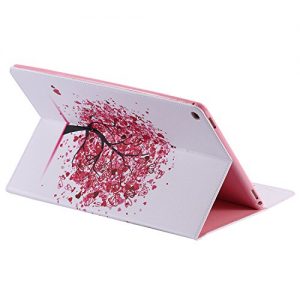 Leather Case for Apple iPad Pro 9.7 inch (2016), Aeeque® Ultra Slim Thin Premium Flip [Card Slots with Magnetic Closure] Colorful Style Pattern Faux PU Wallet Cover Protective - Red Tree Love Heart
