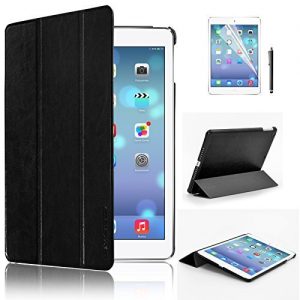 Swees® Ultra Slim Apple iPad Air (5th 2013 Version) Case Cover, Full Protection Smart Cover for iPad Air iPad 5 5th With Magnetic Auto Wake & Sleep Function + Screen Protector & Stylus Pen - Black