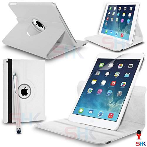Apple iPad Air 360 Degree Rotating White Smart Premium Leather Flip Wallet Stand Case Cover With Auto Sleep Wake Compatibility Big Touch Stylus Pen Screen Protector & Polishing Cloth + 2 IN 1 RED Dust Stopper SVL6875 BY SHUKAN®, (PLAIN WHITE) Apple iPad Air 360 Degree Rotating White Smart Premium Leather Flip Wallet Stand Case Cover With Auto Sleep Wake Compatibility Big Touch Stylus Pen Screen Protector & Polishing Cloth + 2 IN 1 RED Dust Stopper SVL6875 BY SHUKAN®, (PLAIN WHITE)