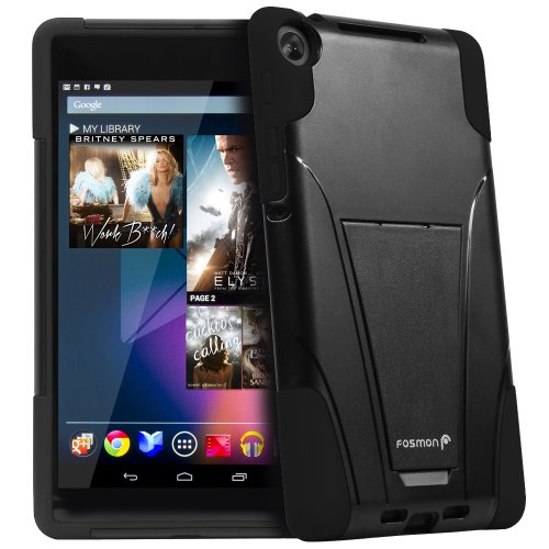 Fosmon Google Nexus 7 II FHD 2nd Gen 2013 (HYBO-V) Detachable Dual Layer Hybrid TPU + PC Protective Case Cover with Stand Function - Fosmon Retail Packaging (Black) Fosmon Google Nexus 7 II FHD 2nd Gen 2013 (HYBO-V) Detachable Dual Layer Hybrid TPU + PC Protective Case Cover with Stand Function - Fosmon Retail Packaging (Black)