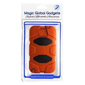 Magic Global Gadgets - Orange Heavy Duty Ultra Tough Military Case For Samsung Galaxy Note 3 III N9000 / N9005 / N9002 3G LTE Rugged Builders Workman School Extreme Grade Shock Proof Cover With 90° Swivel Belt Clip + Built In Screen Guard Protector & Mini Capacitive Stylus Touch Pen