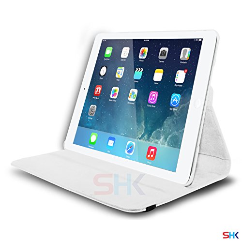 Apple iPad Air 360 Degree Rotating White Smart Premium Leather Flip Wallet Stand Case Cover With Auto Sleep Wake Compatibility Big Touch Stylus Pen Screen Protector & Polishing Cloth + 2 IN 1 RED Dust Stopper SVL6875 BY SHUKAN®, (PLAIN WHITE) Apple iPad Air 360 Degree Rotating White Smart Premium Leather Flip Wallet Stand Case Cover With Auto Sleep Wake Compatibility Big Touch Stylus Pen Screen Protector & Polishing Cloth + 2 IN 1 RED Dust Stopper SVL6875 BY SHUKAN®, (PLAIN WHITE)