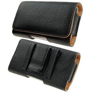 Premium Black PU Leather Belt case cover Pouch Holster with Belt Clip for Samsung galaxy note 3, note 4, note 2 with Brown Lining - pjp electronics