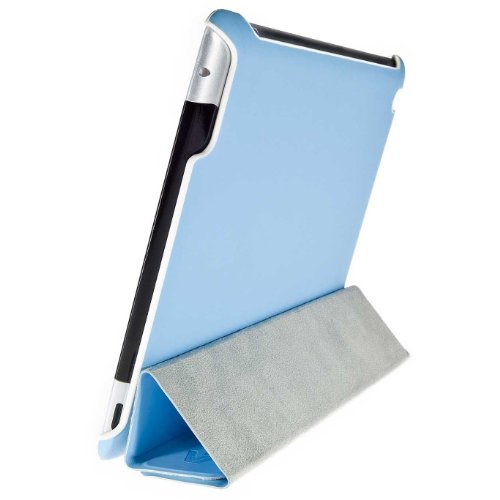 V7 Slim Tri-Fold Folio Stand case with smart cover with sleep/wake function for iPad/2/3/4 Blue