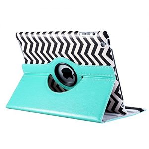 iPad 2/3/4 Case,ULAK 360 Rotating Magnetic PU Leather stand Case Smart Cover For Apple New iPad 4th Generation (Wake/sleep Function) Apple iPad 2, iPad 3(the new iPad)W/Touch Stylus+ Screen protector(Wave-Black/White)