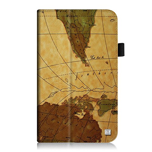 Linx 7 inch Tablet Case - Fintie Premium Vegan Leather Folio Stand Cover with Stylus Loop for Linx 7-inch Windows 8 Tablet, Vintage Map Linx 7 inch Tablet Case - Fintie Premium Vegan Leather Folio Stand Cover with Stylus Loop for Linx 7-inch Windows 8 Tablet, Vintage Map
