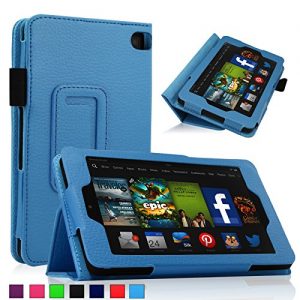 Infiland 2014 Fire HD 6 Case Cover - Folio PU Leather Stand Case Cover With Smart Cover Auto Wake/Sleep Case For Amazon New Kindle Fire HD 6.0 Inch 4th Generation Tablet (Fire HD 6, Blue)