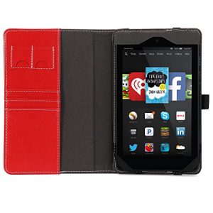 Fire HD 6 Case - Poetic Amazon Fire HD 6 Case [SlimBook Series] - Folio Case with Folding Cover Stand for Amazon Kindle Fire HD 6 (2014) Red (3-Year Manufacturer Warranty from Poetic)