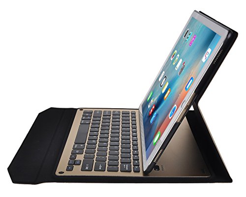 IVSO Apple iPad Pro 12.9-Inch Aluminum Bluetooth Keyboard Portfolio Case - ALUMINUM Bluetooth Keyboard Stand Case / Cover for Apple iPad Pro 12.9-Inch Tablet(Gold) IVSO Apple iPad Pro 12.9-Inch Aluminum Bluetooth Keyboard Portfolio Case - ALUMINUM Bluetooth Keyboard Stand Case / Cover for Apple iPad Pro 12.9-Inch Tablet(Gold)