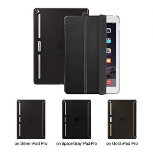 iPad Pro 12.9 Case, ESR® iPad Pro Smart Case Cover Synthetic Leather Soft TPU Bumper Edge [Corner Protection] and Translucent Frosted Back with Magnetic Auto Wake & Sleep Function [Ultra Slim] for iPad Pro 12.9 inch /iPad 7th Generation [Launched 2015] (Black)