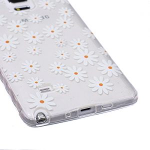 Samsung Galaxy Note 4 Case, Samsung Galaxy Note 4 Transparent Silicone Cover, Ukayfe Ultra Thin Clear Soft Gel TPU Silicone Case Cover with White Little Daisy Flower Pattern for Samsung Galaxy Note 4 with 1 x Black Stylus