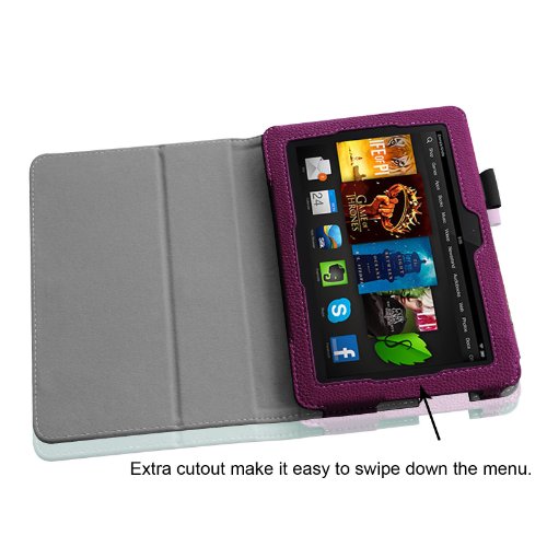 Fintie Amazon Kindle Fire HDX 7 Folio Case - Slim Fit Folio Premium Vegan Leather Stand Cover with Auto Sleep/Wake for Kindle Fire HDX 7" (3rd generation - 2013 release), Purple Fintie Amazon Kindle Fire HDX 7 Folio Case - Slim Fit Folio Premium Vegan Leather Stand Cover with Auto Sleep/Wake for Kindle Fire HDX 7" (3rd generation - 2013 release), Purple