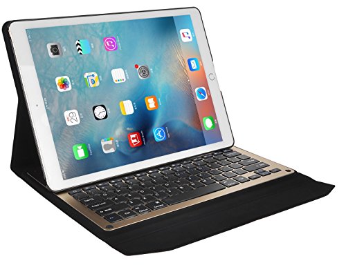 IVSO Apple iPad Pro 12.9-Inch Aluminum Bluetooth Keyboard Portfolio Case - ALUMINUM Bluetooth Keyboard Stand Case / Cover for Apple iPad Pro 12.9-Inch Tablet(Gold) IVSO Apple iPad Pro 12.9-Inch Aluminum Bluetooth Keyboard Portfolio Case - ALUMINUM Bluetooth Keyboard Stand Case / Cover for Apple iPad Pro 12.9-Inch Tablet(Gold)