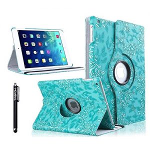 iPad 4 Case, TabPow [360 Degrees][Flip][Smart Case] Grapevine PU Leather Flip Case [Magnetic Closure] Smart Cover With Stand [Auto Sleep/Wake] For Apple iPad 2/3/4, Turquoise