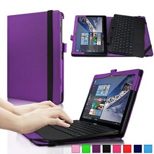 Infiland Lenovo Miix 300 10-Inch Tablet Case Cover- Folio PU Leather Slim Stand Case Cover for Lenovo Miix 300 10-Inch Tablet(Intel Atom Z3735F, 2 GB RAM, 32 GB eMMC, Integrated Graphics, Windows 10)(with Auto Sleep / Wake Feature)(Tablet and Keyboard are NOT included)(Purple)