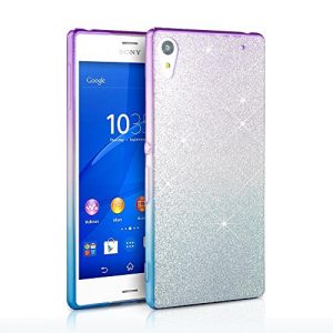 TheBlingZ.® Glitter Bling Bling TPU Silicone Case Cover For Sony Xperia Z3 Plus, Z3+, Z4 (Purple & Blue)