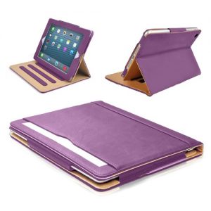 MOFRED® Purple & Tan Apple iPad Air (Launched 2013) Leather Case-MOFRED®- Executive Multi Function Leather Standby Case for Apple iPad Air with Built-in magnet for Sleep & Awake Feature