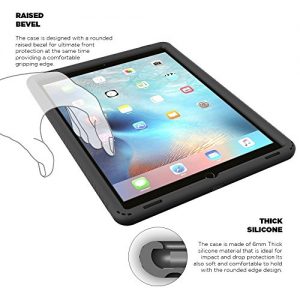 iPad Pro 12.9 Case - Poetic Turtle Skin Series [Corner/Bumper Protection][Tactile side Grip][Sound-Amplification][Bottom Air Vents] Protective Silicone Case w/ Pencil Holder for iPad Pro 12.9 Black