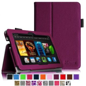Fintie Amazon Kindle Fire HDX 7 Folio Case - Slim Fit Folio Premium Vegan Leather Stand Cover with Auto Sleep/Wake for Kindle Fire HDX 7" (3rd generation - 2013 release), Purple