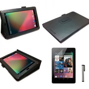Black Google Nexus 7 Tablet (2012 Model) Case Cover (Second Updated Version of Case) - Retail Packed Executive Multi Function Standby Case with Built-in Magnet for Sleep / Wake feature for the Google Nexus 7 Tablet (2012 Model) - (8GB,16GB,32GB Wi-Fi or 32GB 3G HSPA+) + Screen Protector + Stylus Pen (Available in Mutiple Colors)